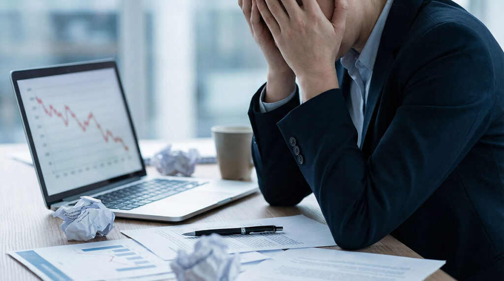 man stressed from work